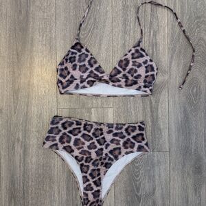 SHEIN Animal Print Bikini - Brown and Black
